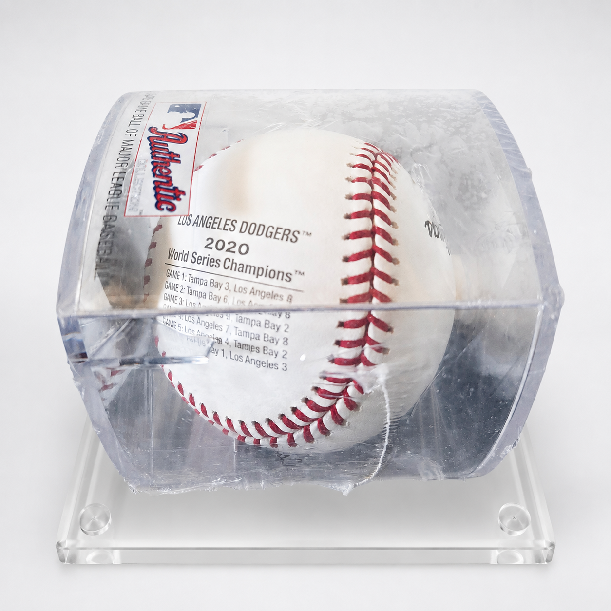 Rawlings LA Dodgers 2020 World Series Champions Baseball with Display Cube