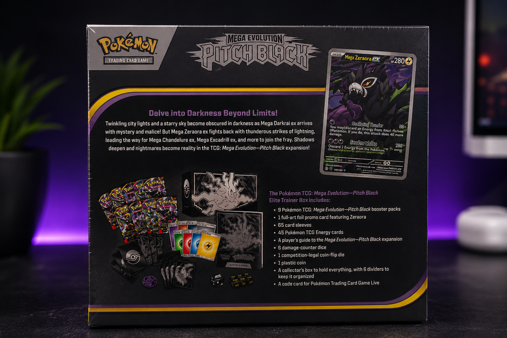 Pokémon TCG Mega Evolution: Pitch Black Elite Trainer Box – Sealed
